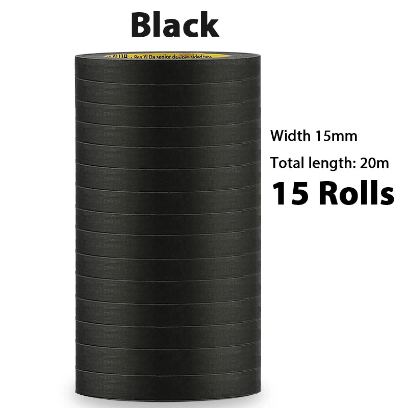 15 Rolls 15mm No-Trace Masking Tape | Multicolor Inkjet Tape for Office & Car