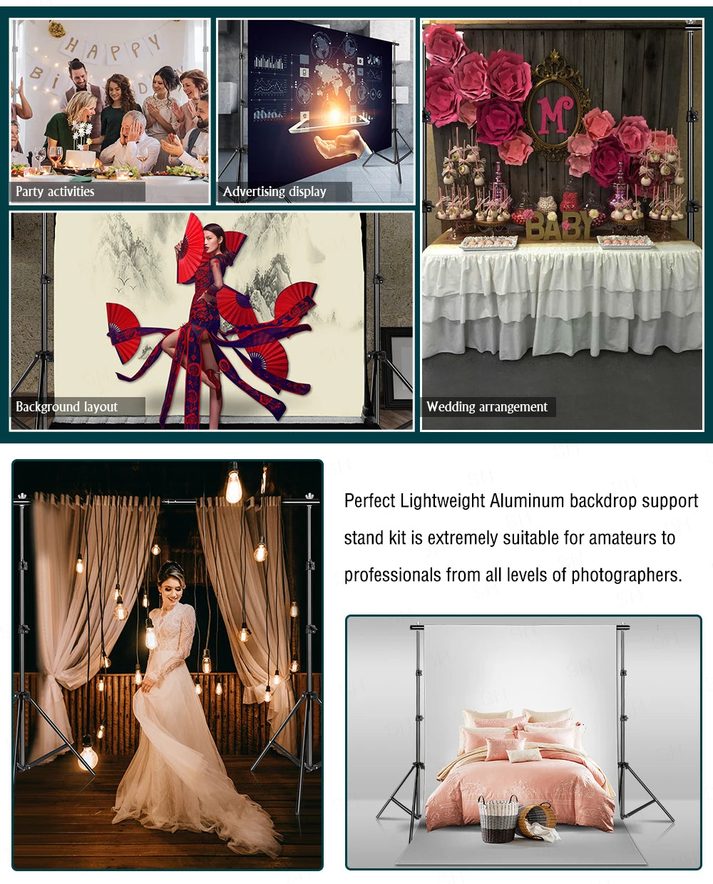 SH 2.6m*3m Suit Adjustable Backdrop Stand for Photography Wedding Photo Studio Backdrop Video Background Frame - trendingshoping.com