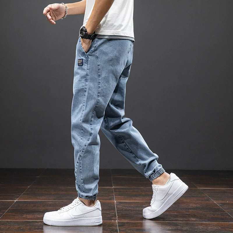 Spring Summer Black Blue Cargo Jeans Men Streetwear Denim Jogger Pants Men Baggy Harem Jean Trousers Plus Size - trendingshoping.com