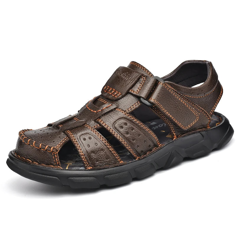 Men's Genuine Leather Sandals: Classic Summer Outdoor Footwear