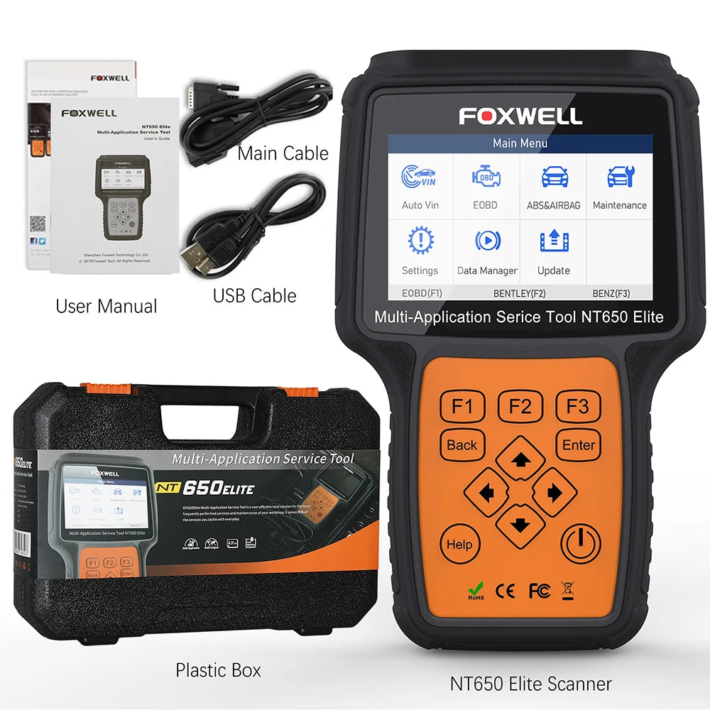 FOXWELL NT650 Elite OBD2 Automotive Scanner SAS A/F OIL EPB BRT TPS 26+ Reset Professional Auto Car Diagnostic Tool OBD2 Scanner - trendingshoping.com