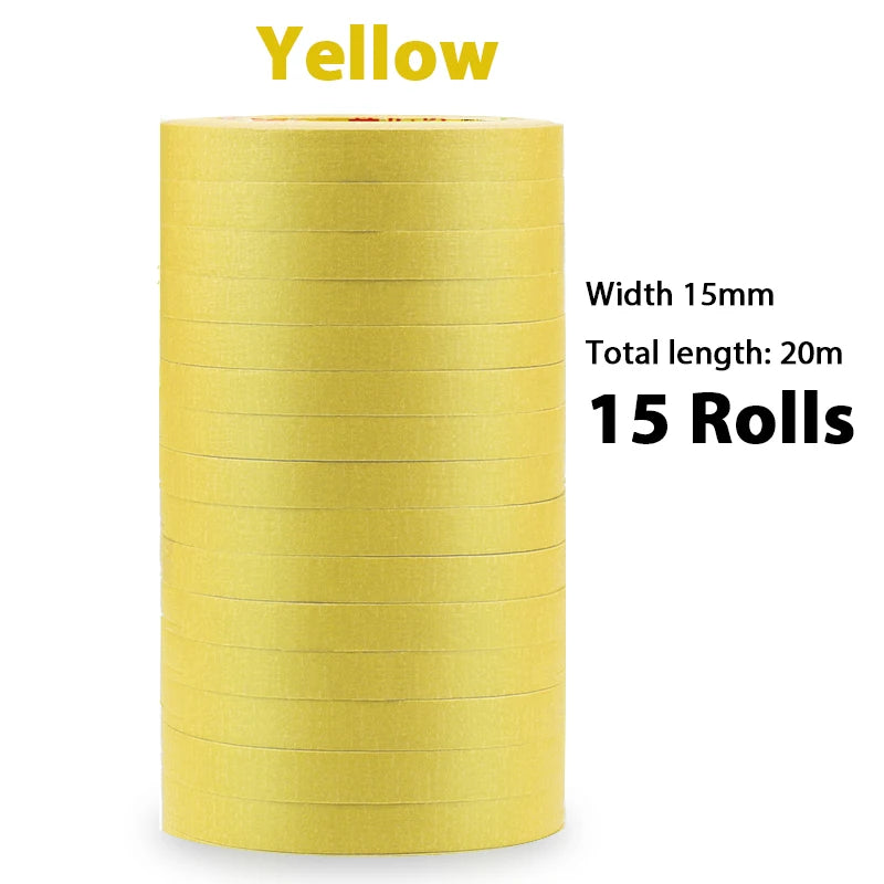 15 Rolls 15mm No-Trace Masking Tape | Multicolor Inkjet Tape for Office & Car