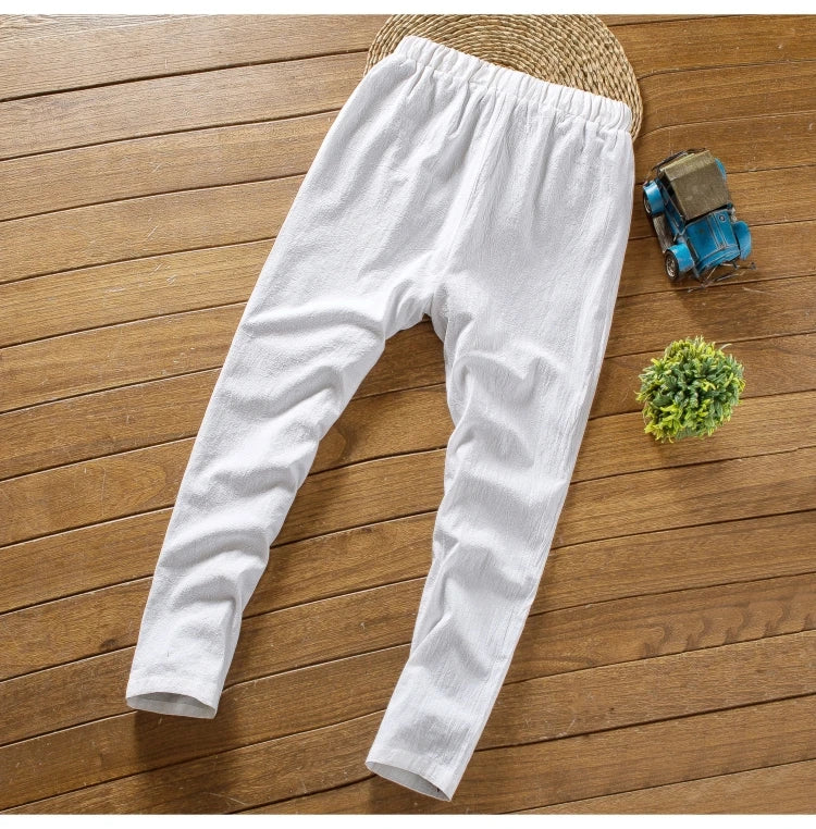 Men’s Summer Cotton Linen Shirt and Pants Set