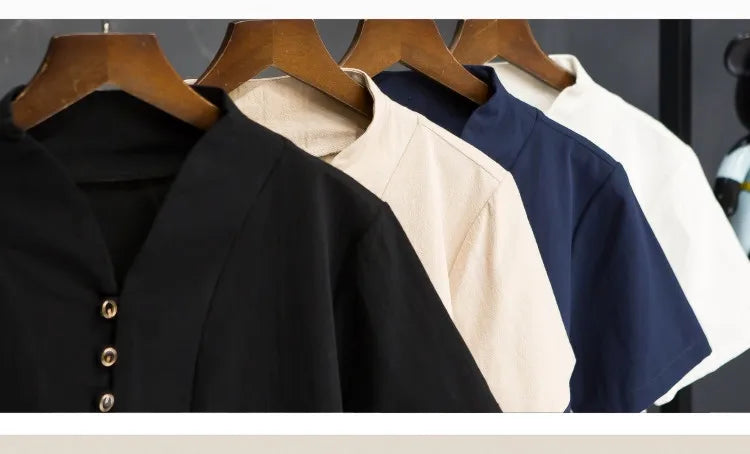 Men’s Summer Cotton Linen Shirt and Pants Set