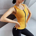 Women’s Summer Running Tank Top Sleeveless Hooded Zipper Yoga Shirt Quick Dry Fitness Gym Top