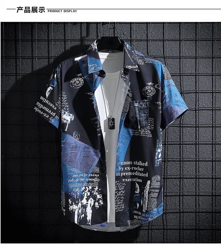 Men’s Short Sleeve Polo Shirt Printed Casual Youth Top