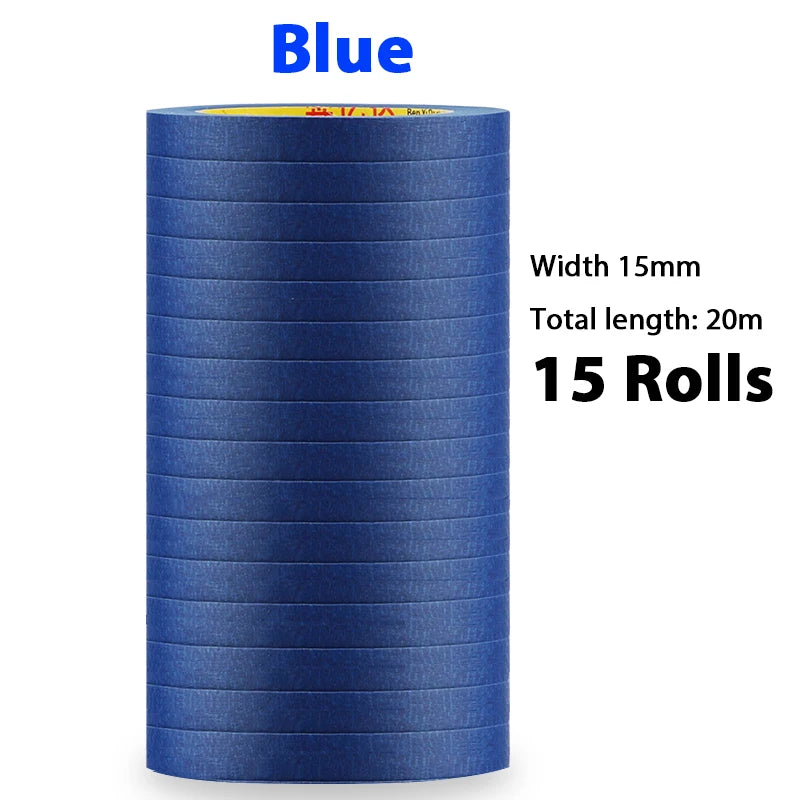 15 Rolls 15mm No-Trace Masking Tape | Multicolor Inkjet Tape for Office & Car
