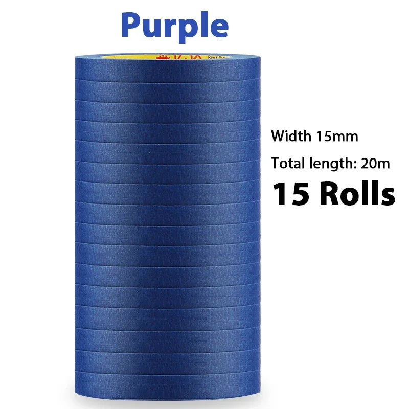 15 Rolls 15mm No-Trace Masking Tape | Multicolor Inkjet Tape for Office & Car - trendingshoping.com