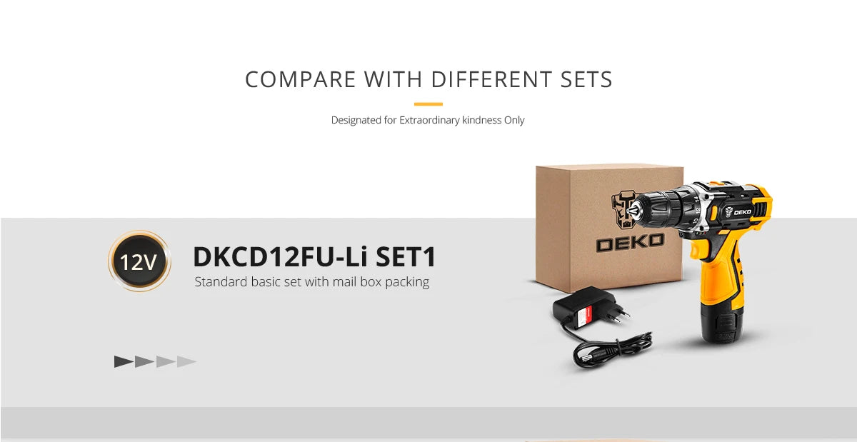 DEKO Cordless Drill 2 Speed Electric Screwdriver with Lithium Battery