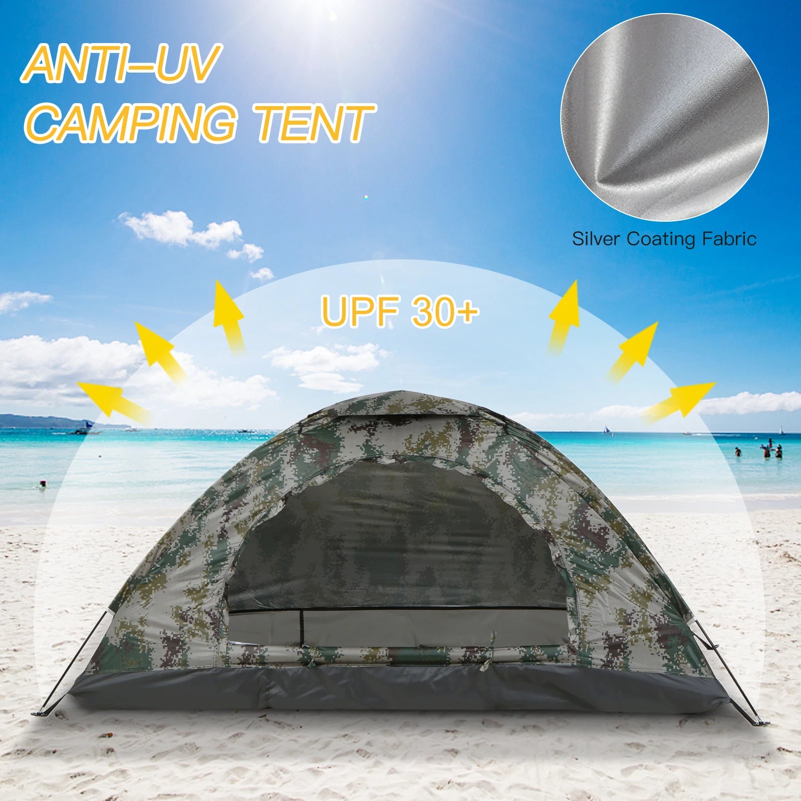 Tomshoo Ultralight Camping Tent For 1 To 2 Person Single Layer Portable Hiking Tent With Anti UV UPF 30 For Outdoor Beach Fishing