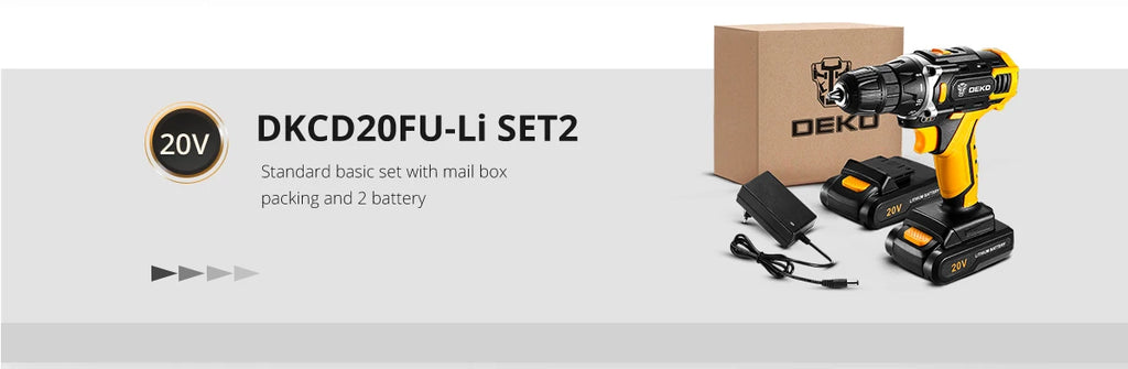 DEKO Cordless Drill 2 Speed Electric Screwdriver with Lithium Battery