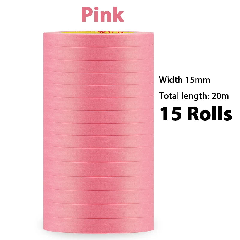 15 Rolls 15mm No-Trace Masking Tape | Multicolor Inkjet Tape for Office & Car