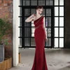 Elegant Plus Size One-Shoulder Mermaid Prom Gown - Sleeveless V-Neckline