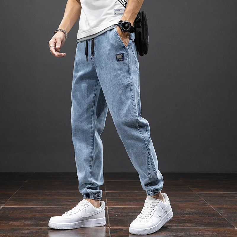 Spring Summer Black Blue Cargo Jeans Men Streetwear Denim Jogger Pants Men Baggy Harem Jean Trousers Plus Size - trendingshoping.com
