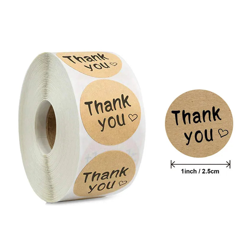 100-500pc Round Gold labels Thank You Kraft Stickers 1 inch Wedding Pretty Gift Cards Envelope Customized Sealing Label Stickers