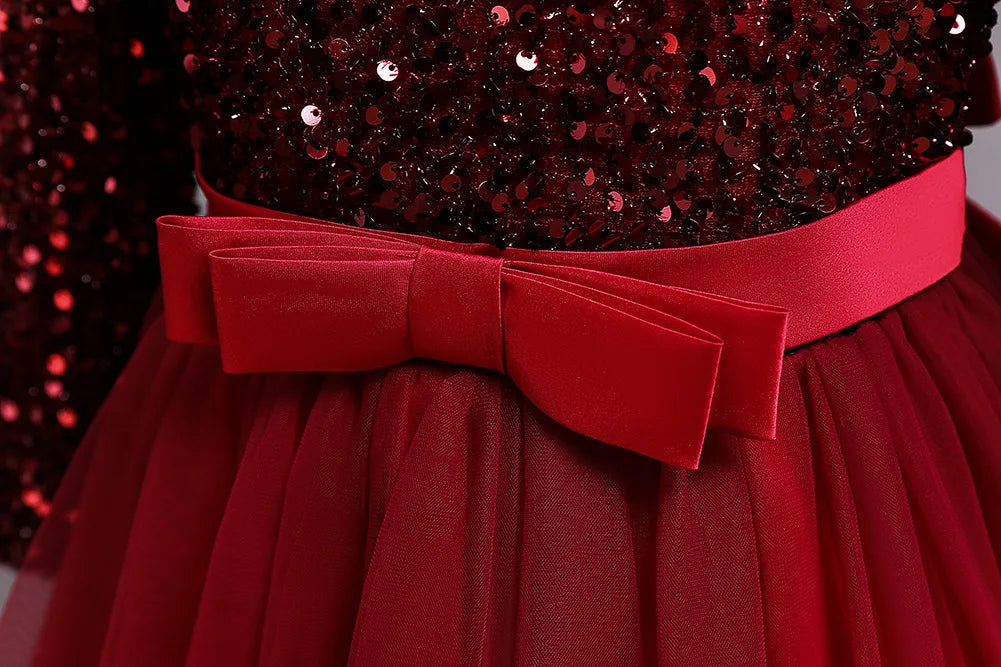 Princess Mesh Dress 4-14y Girl Christmas Winter Party Clothing Kids