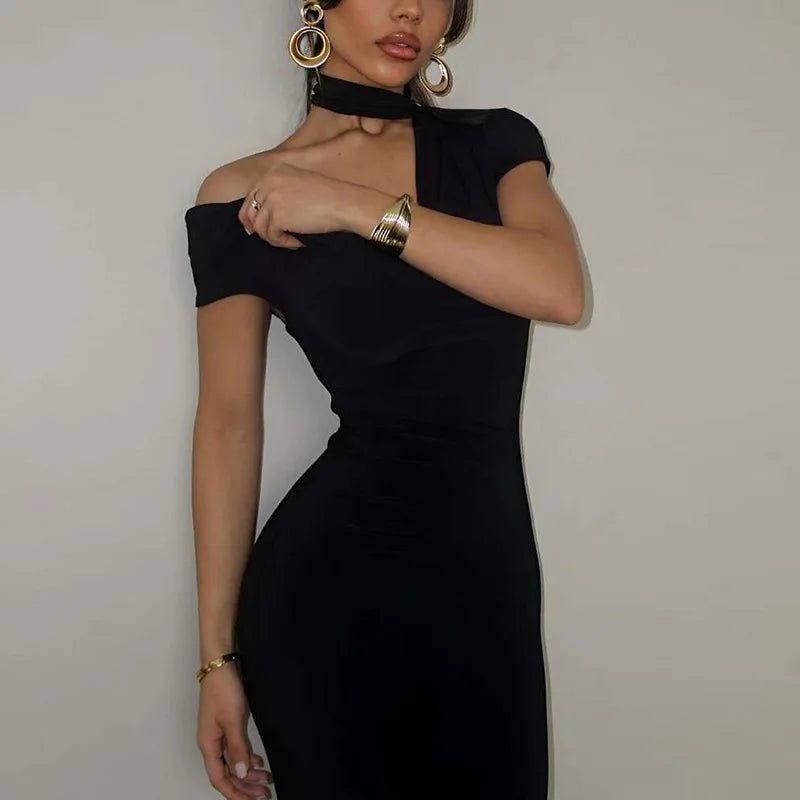 Women’s One Shoulder Sleeveless Skinny Dress