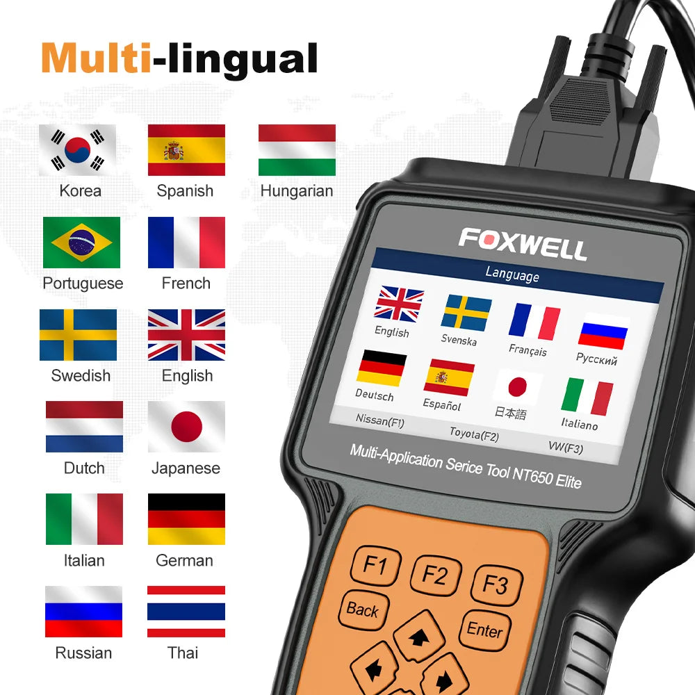 FOXWELL NT650 Elite OBD2 Automotive Scanner SAS A/F OIL EPB BRT TPS 26+ Reset Professional Auto Car Diagnostic Tool OBD2 Scanner - trendingshoping.com