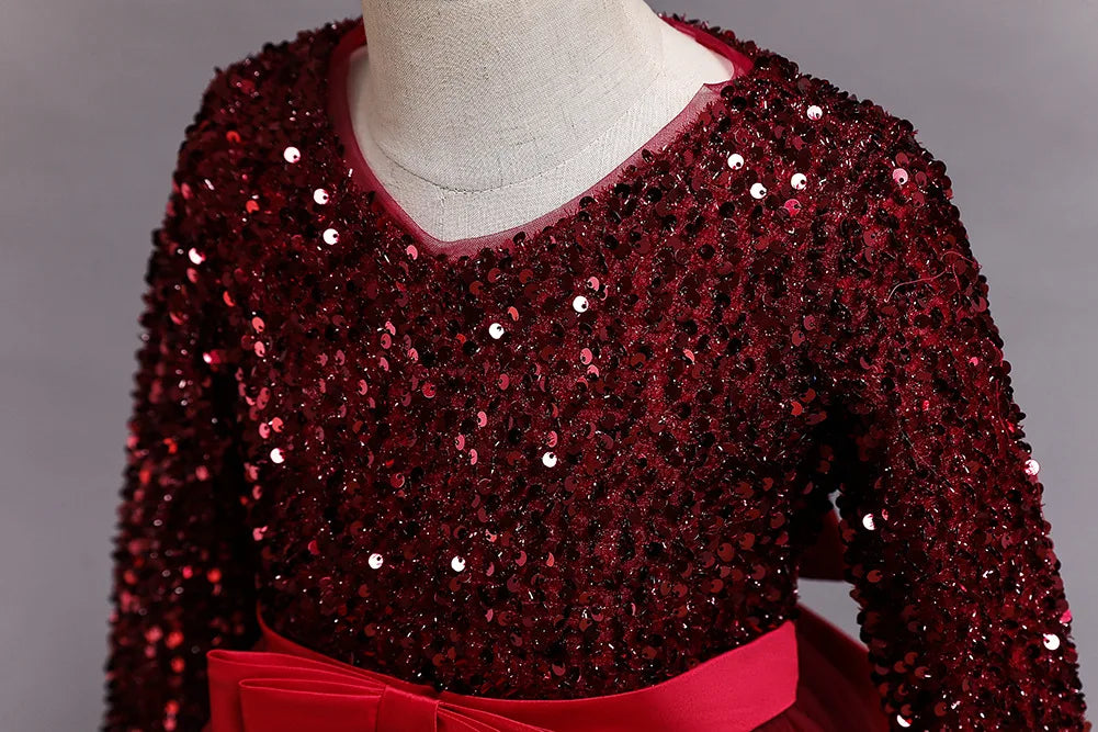 Princess Mesh Dress 4-14y Girl Christmas Winter Party Clothing Kids