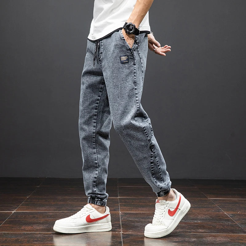 Spring Summer Black Blue Cargo Jeans Men Streetwear Denim Jogger Pants Men Baggy Harem Jean Trousers Plus Size - trendingshoping.com