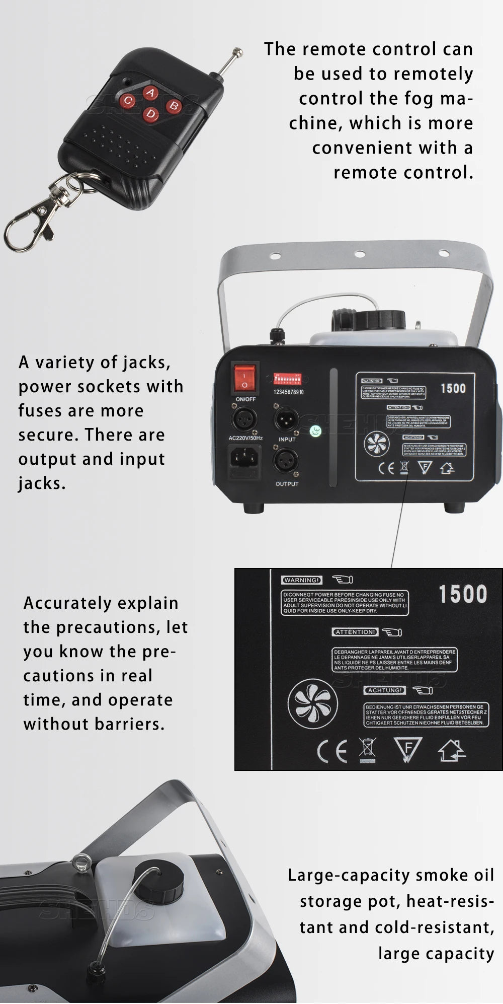SHEHDS  1500W&1500W with DMX512 Smoke Machine for Concert Wedding DJ Fog Machine - trendingshoping.com
