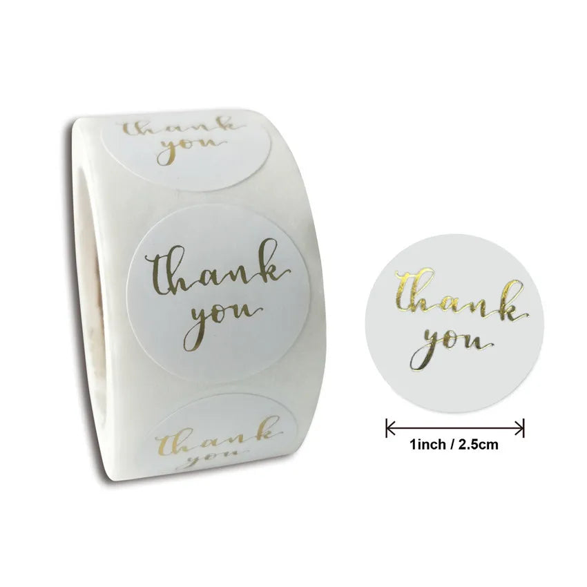 100-500pc Round Gold labels Thank You Kraft Stickers 1 inch Wedding Pretty Gift Cards Envelope Customized Sealing Label Stickers