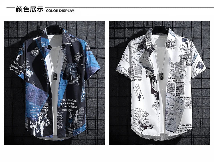 Men’s Short Sleeve Polo Shirt Printed Casual Youth Top