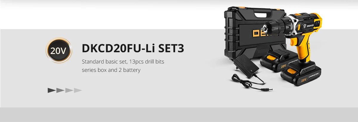 DEKO Cordless Drill 2 Speed Electric Screwdriver with Lithium Battery