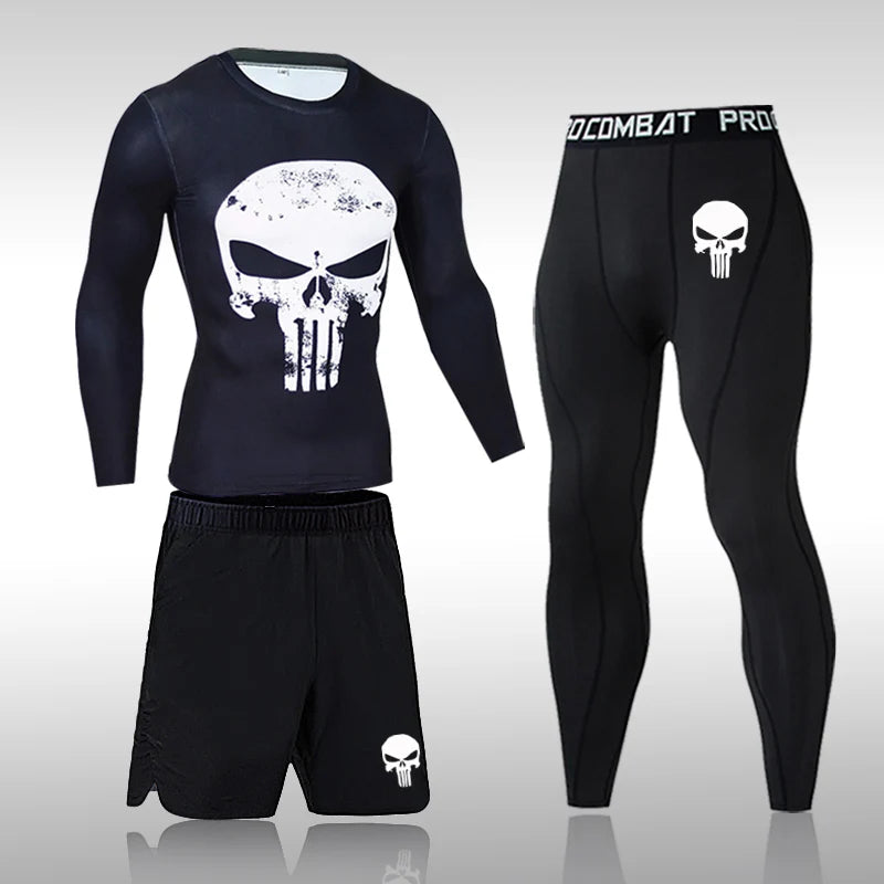 Men’s Compression Sportswear Set - 2-Piece Gym Tights & Rashguard Training Suit