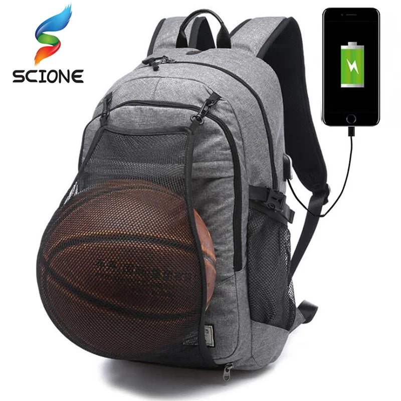 Men’s Outdoor Sports Backpack Gym School Laptop Bag for Basketball Soccer Football