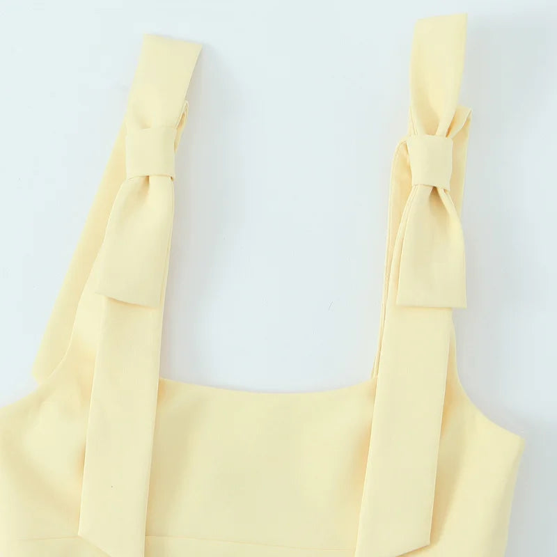 HXAO Butterfly Crop Top Woman Summer Yellow White Slip Top Cute Bow Off Shoulder Tank Top Tanks & Camis Sleeveless Backless Tops