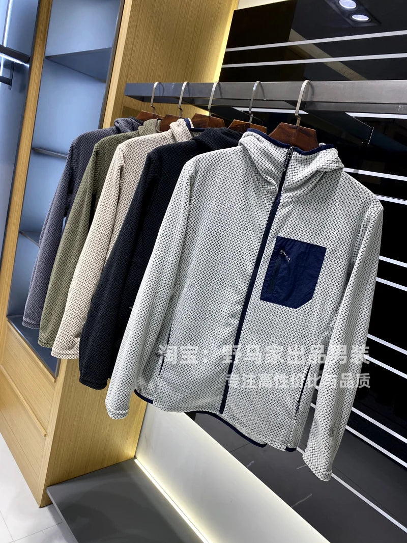 Mens Warm Fleece Hoodie Outdoor Jacket Breathable Skin Friendly Autumn Winter Thermal Sweatshirt