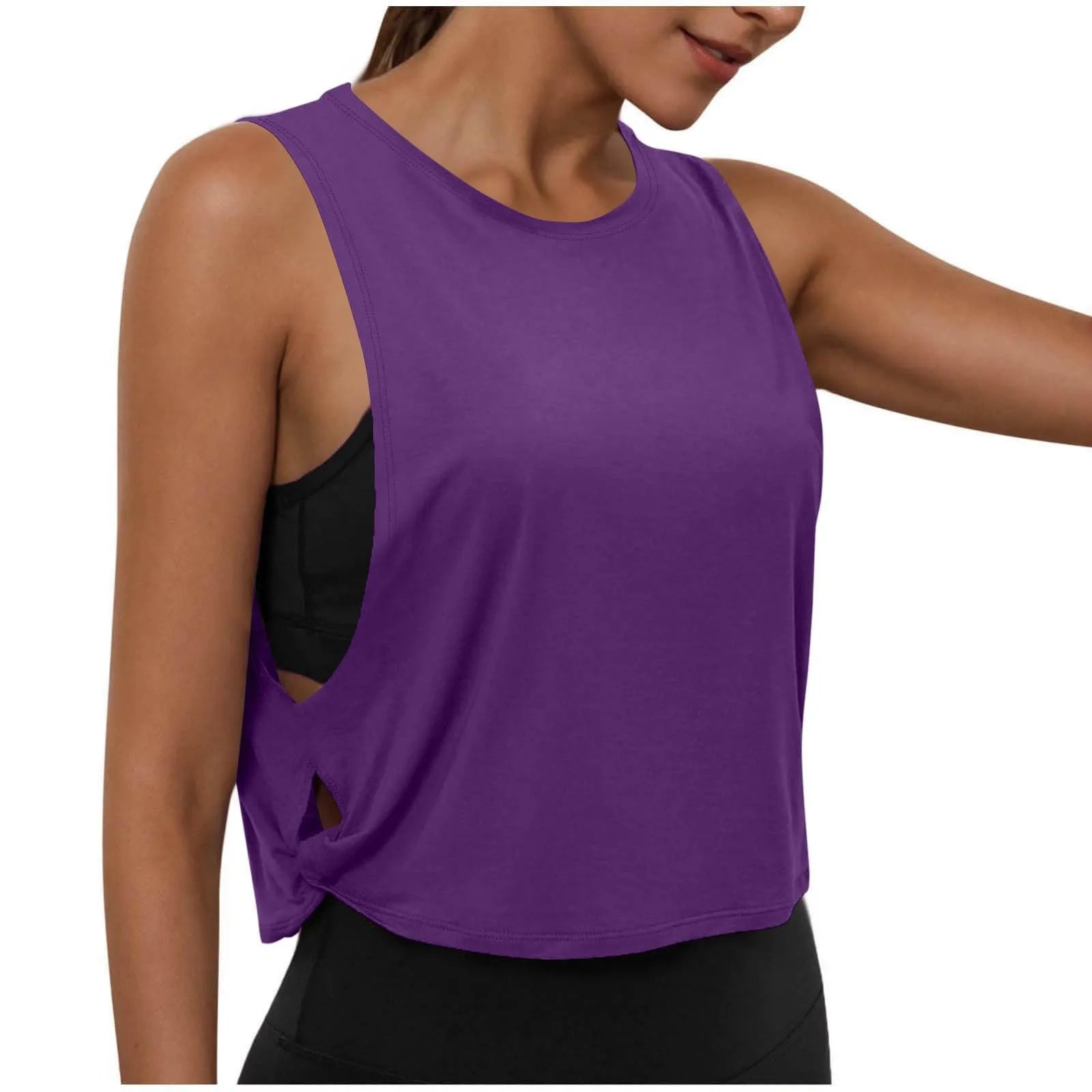Women’s Sleeveless Yoga Top Breathable Workout Tank Crop Top Athletic Running Vest