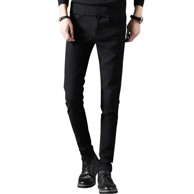 Men's Slim Fit Stretch Skinny Jeans - High Quality Black & White Denim Pants