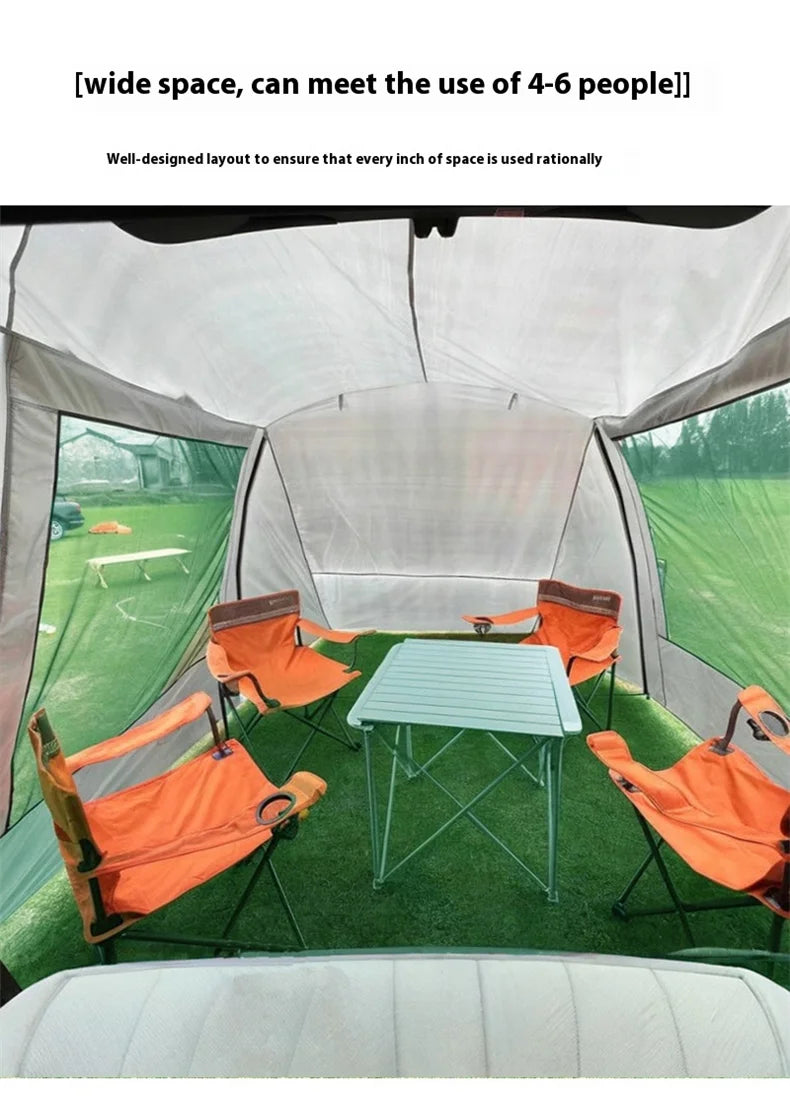 Lohascamping Portable Waterproof SUV Tail Car Docking Tent For 3 To 4 People Large Dome Sunshade Tunnel Style Tent