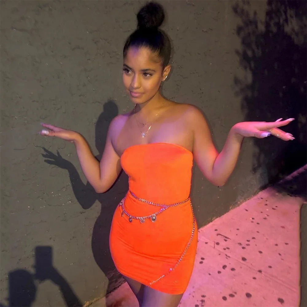 Women Off Shoulder Strapless Bodycon Mini Dress