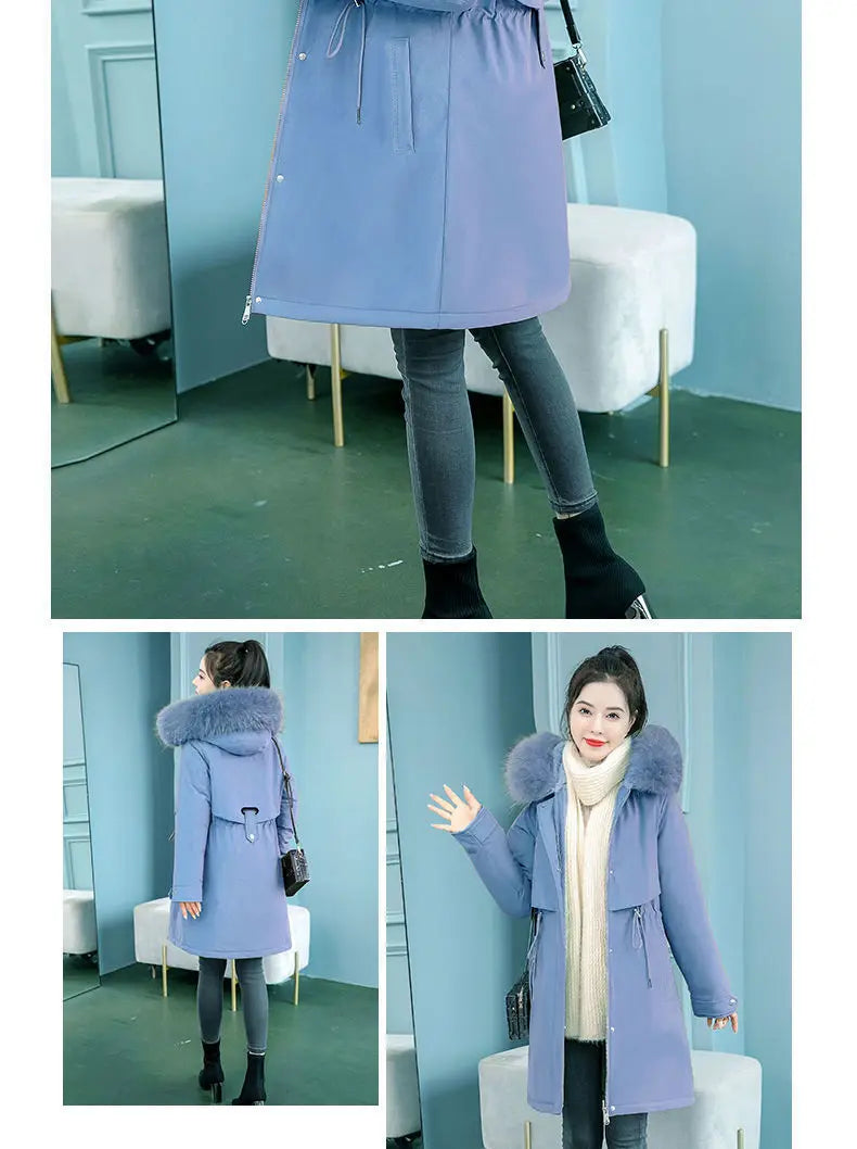 2023 Oversized 6XL Female Parka Winter New Loose Wool Liner Jacket Women's Thick Hooded Coat Ladies Warm Padded Long Snow Parkas - trendingshoping.com