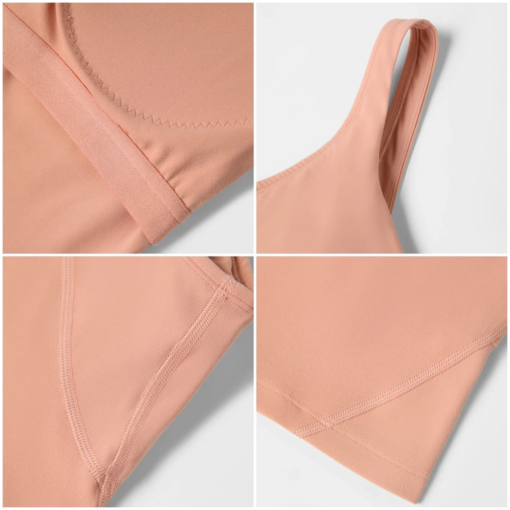 Women’s Sports Bra Yoga Top with Fixed Chest Pad Gym Vest U-Shaped Back Fitness Crop Top