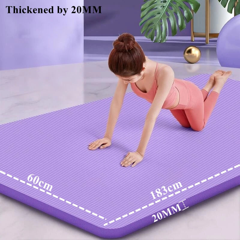 20MM 183x60cm Thick Yoga Mat Anti Slip Sport Fitness Mat for Exercise Yoga Pilates Gymnastics Fitness Equipment