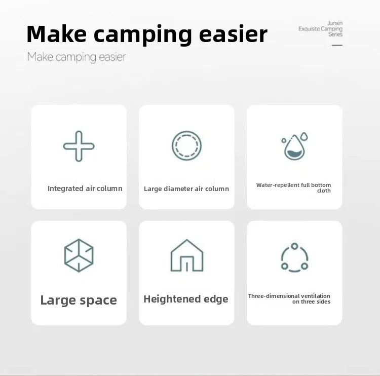 Inflatable Camping Air Tent Portable Outdoor Fabric Large High Quality House Tent 8 Point 2 Square Meters