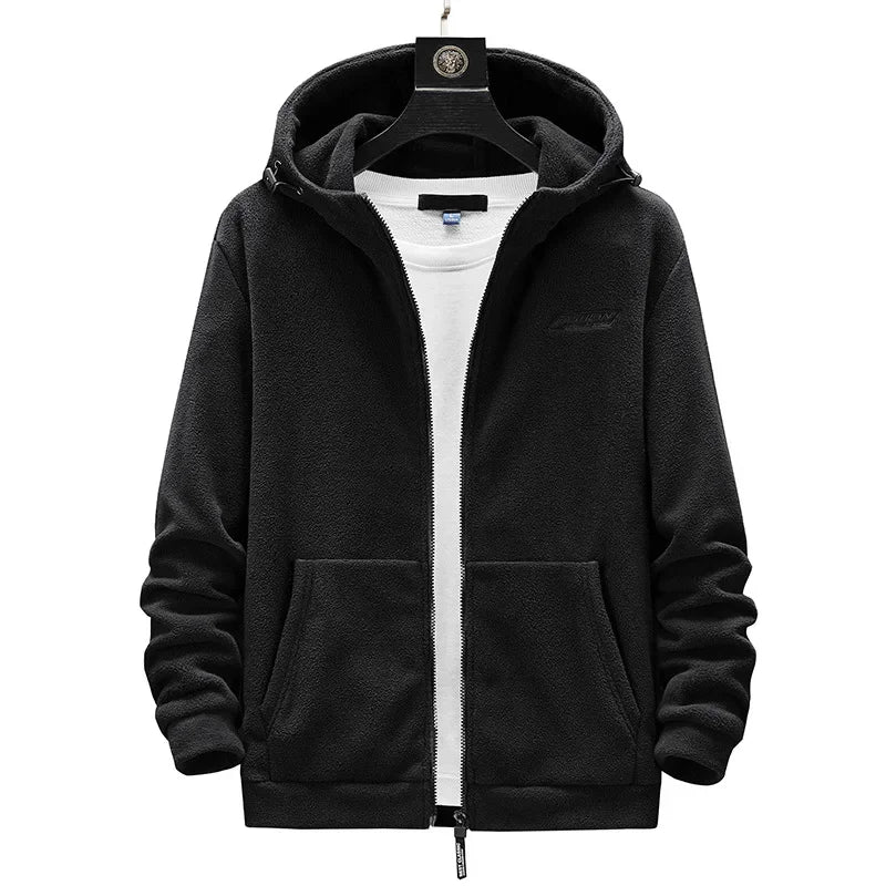 Men’s Heavyweight Fleece Hoodie Thick Lined Full Zip Outdoor Warm Jacket for Winter Unisex
