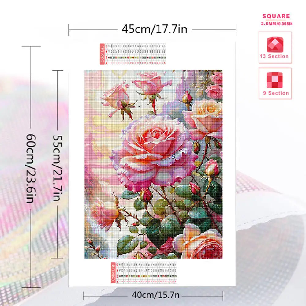 Huacan 2025 New Series Diamond Painting Flower Full Square Round Diamond Mosaic Rose Handmade Gift Giving