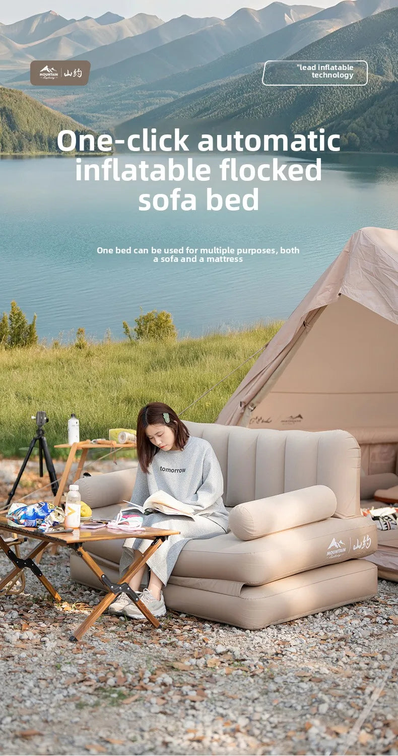 Outdoor Camping Inflatable Sofa Portable Folding Air Mattress For Hiking Tent Home Use