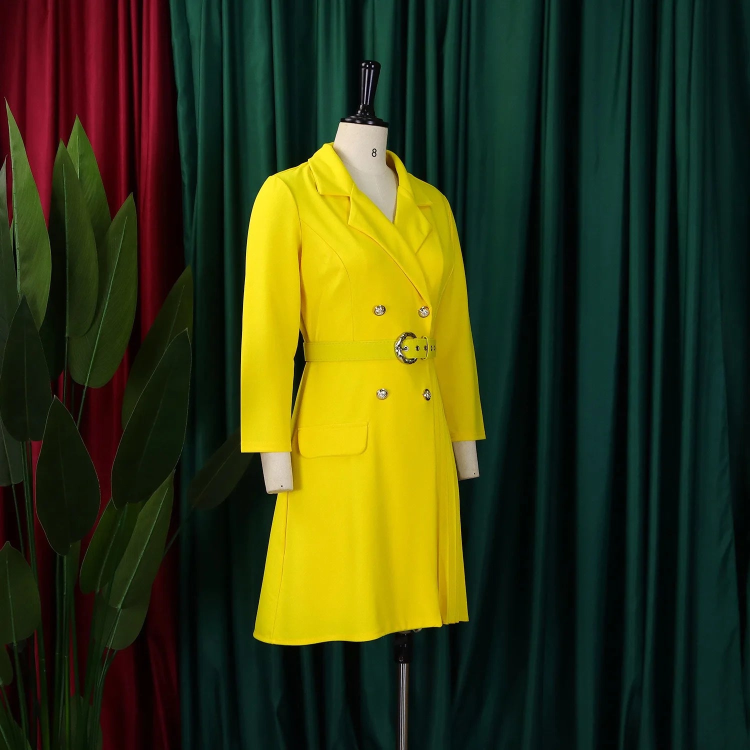 Elegant Dresses for Woman 2024 Autumn Winter New Trends Notched Collar Full Sleeve Sashes Pleated Mid Calf Solid Fashion Dress