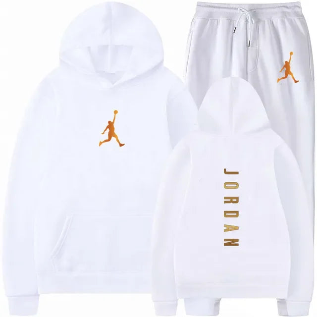 Men's Essential Winter Tracksuit - Heavyweight Solid Color Hoodie & Stretch Jogger Set - 2-Piece Urban Sportswear