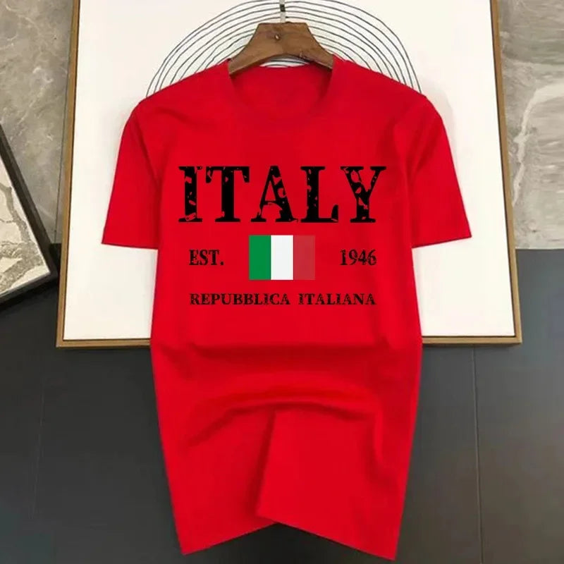 Letter Italy Mens Hip Hop T-shirts  New Summer Funny Multicolor Printed Cotton Breathable Tees Tops Man Fashion Tshirt