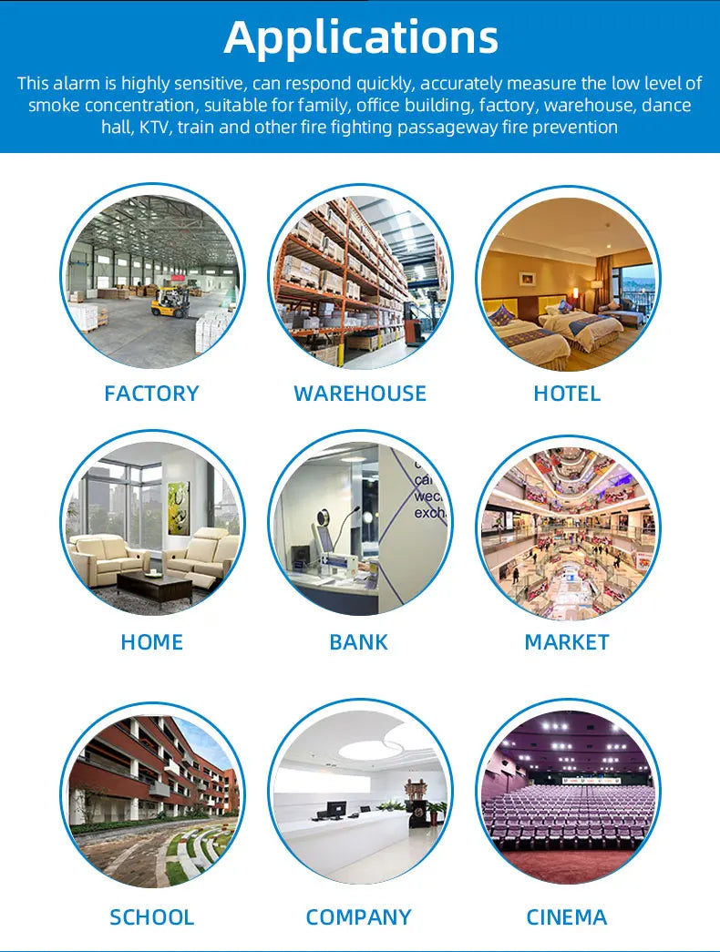 Independent Smoke Detector Sensor For Home Warehouse Security Smart Fire Alarm With Replaceable Battery