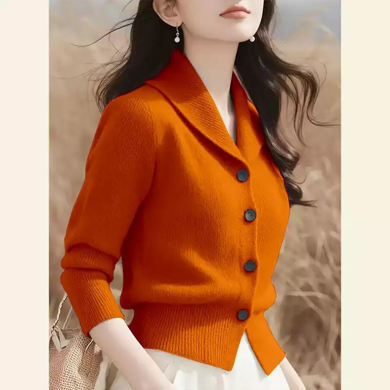 2025 Fashion Minimalist Women's Jacket – Long Sleeve Knitted Autumn & Winter Cardigan, Loose Fitting Sweater Blazer