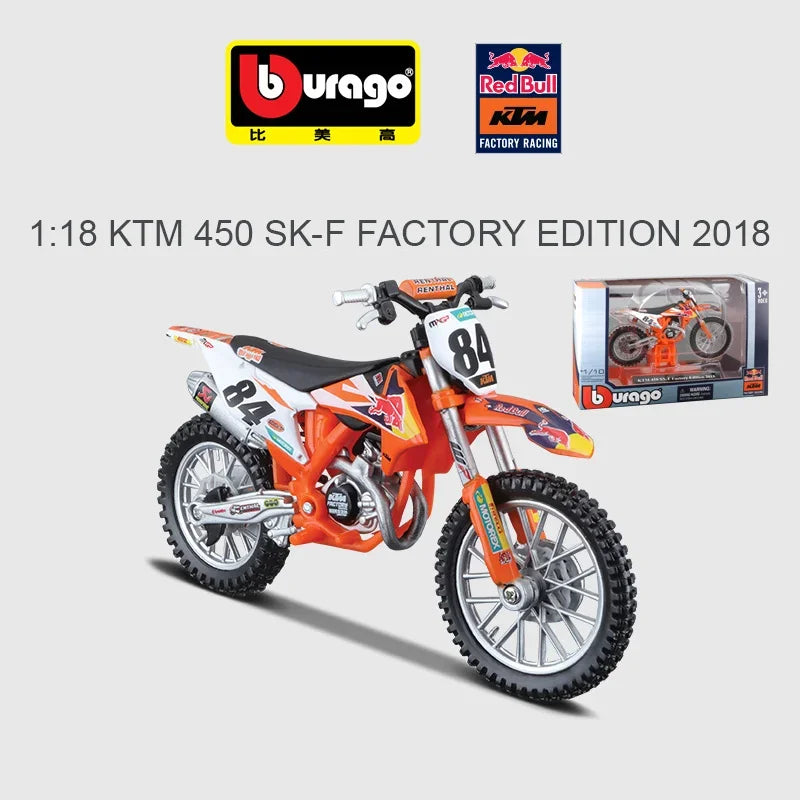 Bburago 1 18 Scale KTM GasGas RX450F 2021 Dakar Rally Alloy Die Cast Motorcycle Model