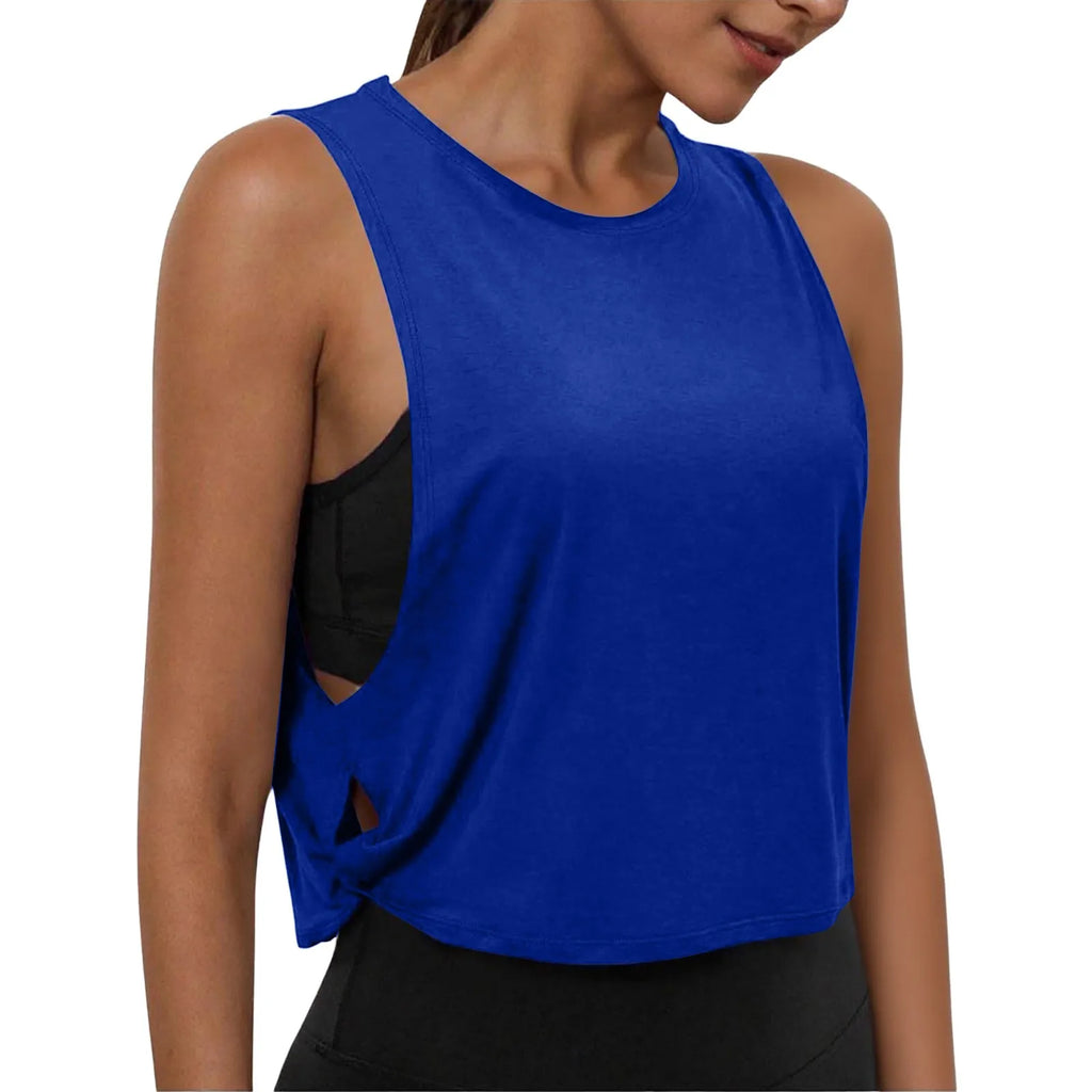 Women’s Sleeveless Yoga Top Breathable Workout Tank Crop Top Athletic Running Vest